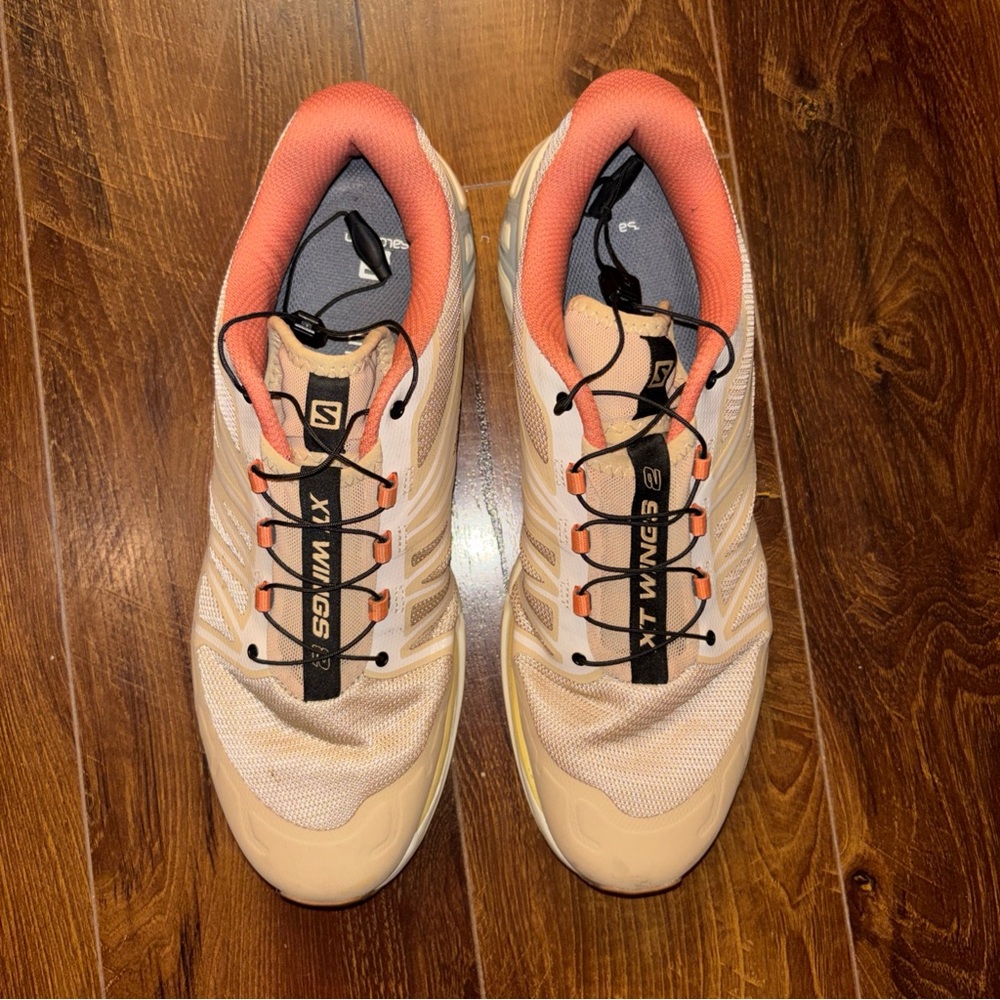 Salomon Beige and Coral XT-WINGS Trail Sneakers - Picture 2 of 10